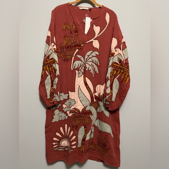 Soft Surroundings Dresses & Skirts - Beautiful wine color caftan dress with hand embroidered beads design